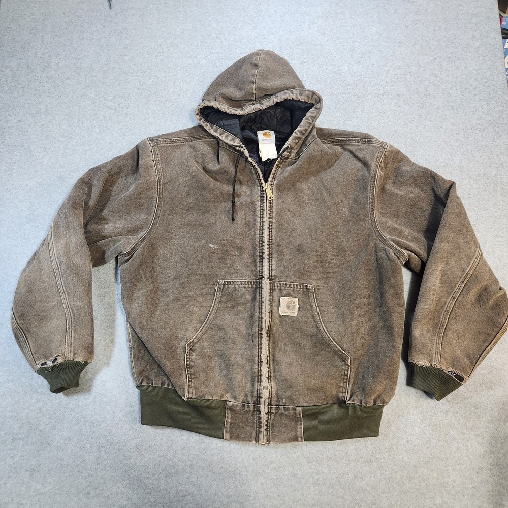 Vintage 90s Carhartt J06 Brown Active Jacket Size XL Bomber Faded